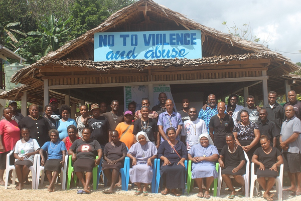 Particpants and facilitators of the Male advocators reflection workshop in Auki pose in a group photo yesterday.
