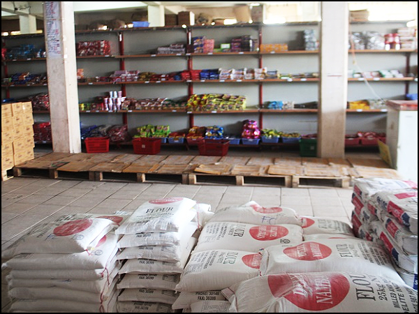 One of the shop that display empty space to store bags of rice