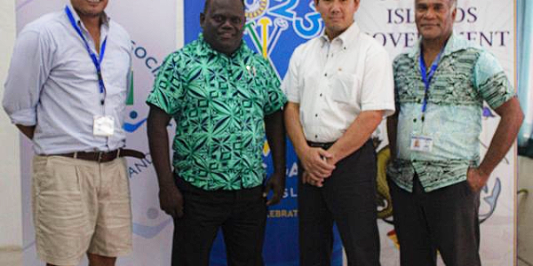 L-R Eldon Tepa (Executive Director GFC PMU) Dentana Mckinnie (PS MoFT) Kengo Hoshina (JICA’s Project Formulation Advisor), Christian Nieng (Executive Director NHA)