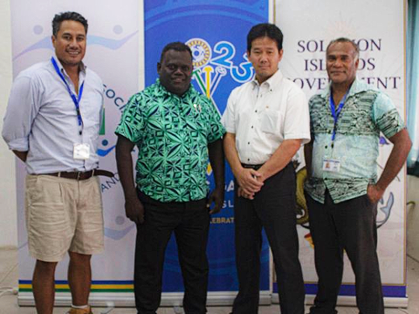 L-R Eldon Tepa (Executive Director GFC PMU) Dentana Mckinnie (PS MoFT) Kengo Hoshina (JICA’s Project Formulation Advisor), Christian Nieng (Executive Director NHA)