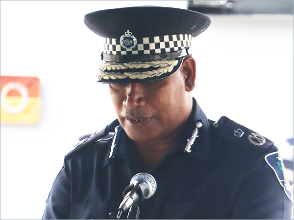 Commissioner of police Mostyn Mangau delivering his remarks.