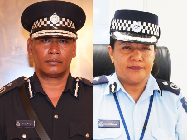 Police Commissioner Mostyn Mangau (Left) and Deputy Police Commissioner Juanita Matanga (Right).