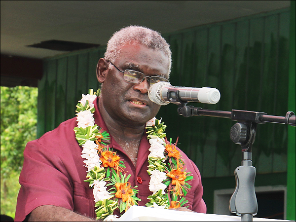 Prime Minister Manasseh Sogavare presenting his keynote address at the Western province Second Appointed Day celebrations in Gizo on Tuesday.