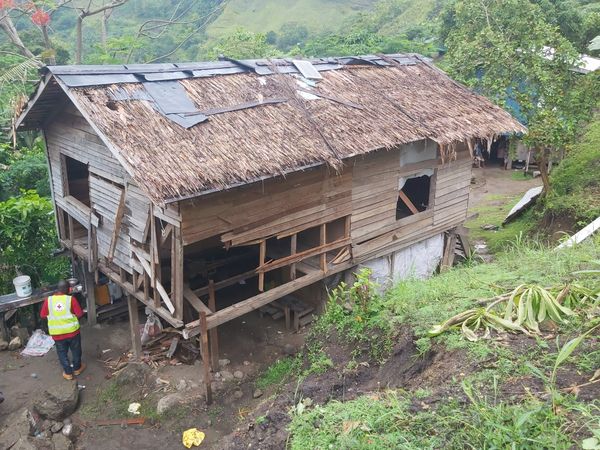 The damaged house at Tuvaruhu.