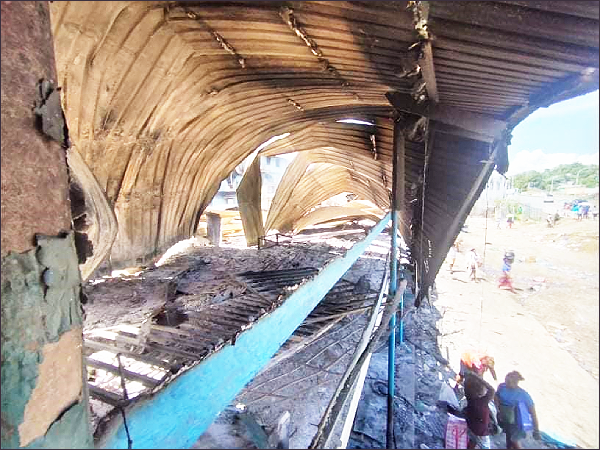 What is left of the Pacific Light Baptist Church that was razed last Thursday – Photo supplied