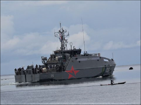 Patrol Boat Taro leaving Auki to Honiara this morning. Picture by Wilson Saeni