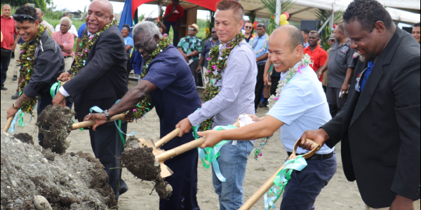 Prime Minister Sogavare and other officials at the groundbreaking ceremony.
