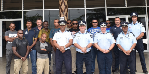 RSIPF Commissioner Mangau and RAPPP Commander Osborne sending off RSIPF contingent at the Honiara International Airport.