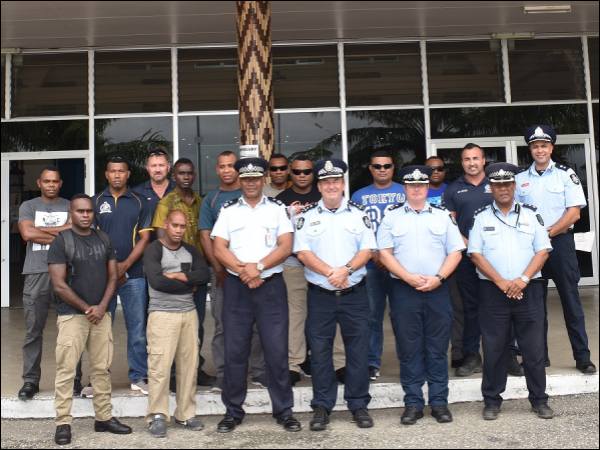 RSIPF Commissioner Mangau and RAPPP Commander Osborne sending off RSIPF contingent at the Honiara International Airport.
