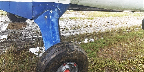 The Twin Otter with the burst wheel at Atoifi Airstrip on Monday this week.