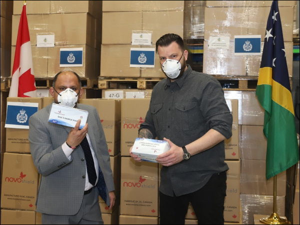 Solomon Islands Honorary Consul General Ashwant Dwivedi (L) with Novoshield President Jason Zanatta (R). (Photo: Jai Sharma)