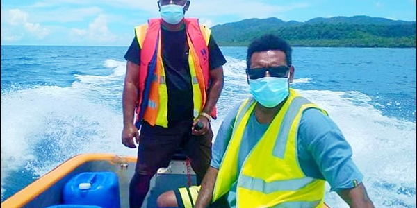 MP for South Guadalcanal Constituency Hon. Rollen Seleso (skipper) and MPA for Duidui Ward Hon. John Stewart during their trip