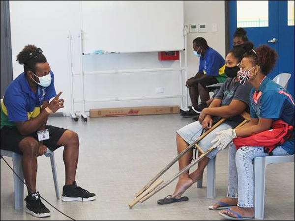 Para-athletes during the Para-athletes well-being talk which facilitated by the lifestyle and well-being coach Mr. Paul Taka.
