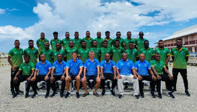 The Solomon Islands National team group photo at the Pacific Casino Hotel, prior to their departure. (Photo: Simon Abana)