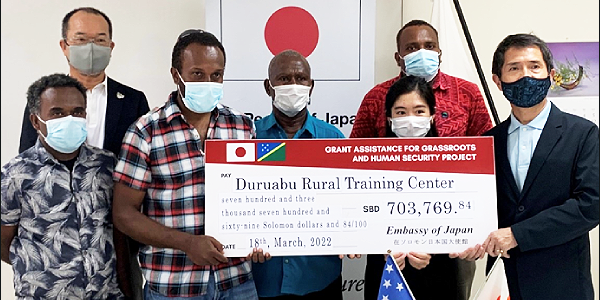 Japan Embassy officials’ presented the grant assistance to Duruabu Rural Training Center representatives.