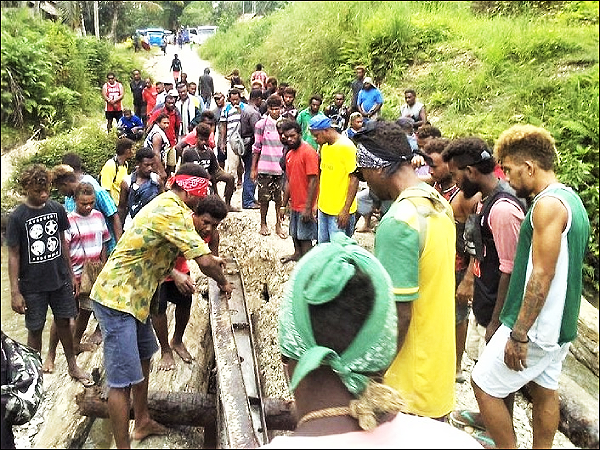 The Kolofe Bridge, one of the damaged bridges in Malaita province.