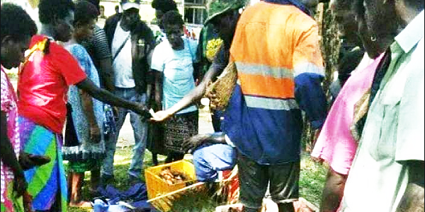 Shortland Islanders selling smoked fish in Buin.