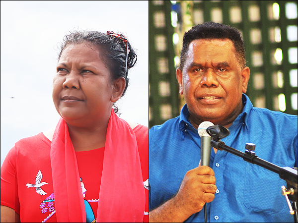 Former North East Guadalcanal MP Ethel Vokia (L) and her husband Jamie Vokia (R).