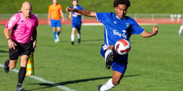 Alden Suri during his debut for Petone FC against Wellington United on Saturday. Photo- Petone media.