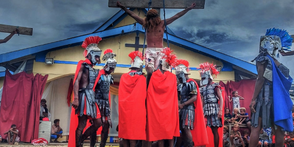 Lilisiana community enacting the crucifixion story. Picture supplied.