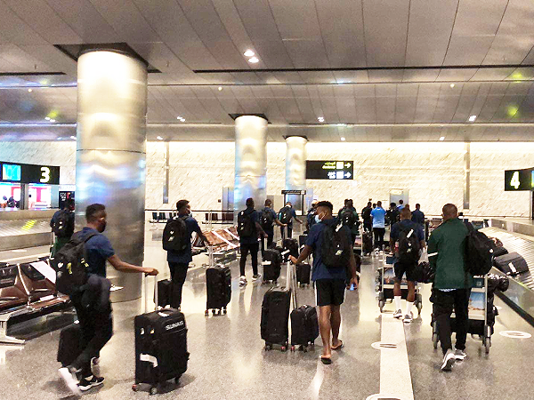 Members of the Solomon Islands national team before departing from Qatar, Friday. Photo-Supplied