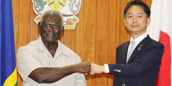 Japanese Vice Foreign Minister Kentaro Uesugi, during a meeting with Prime Minister Manasseh Sogavare this week.