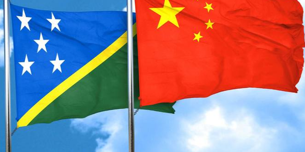 Solomon islands flag with the China flag. Photo: 123RF
