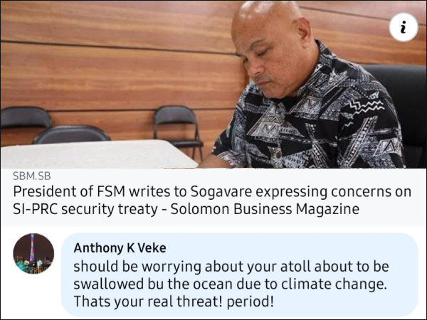 Anthony Veke’s response to a news article on SBM. (Photo supplied)