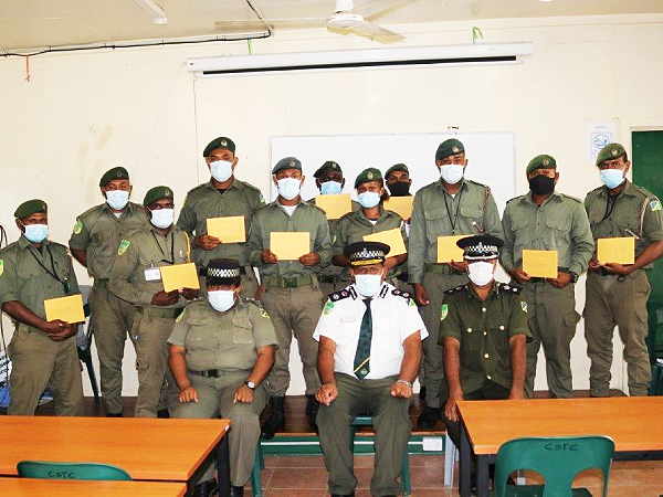 A group photo with CSSI Commissioner Gabriel Manelusi, Director CSTC Joseph Watawa, Deputy Director CSTC Loretta Tohulao and Haisoma recruits.