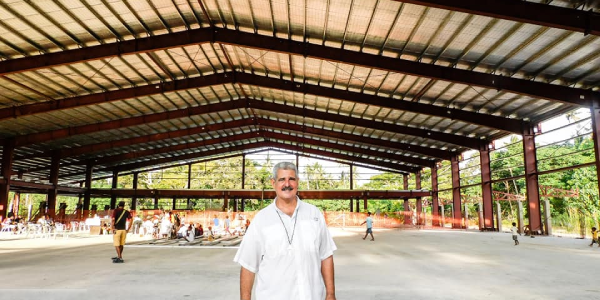 Archbishop Christopher Cardone inside the newly built St. Mother Teresa, Family and Youth Center. Photo: Catholic Communications.