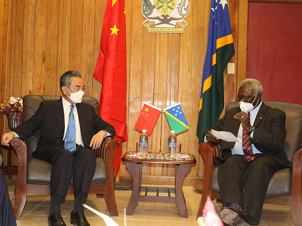 PM Hon. Manasseh Sogavare hosts the PRC Foreign Minister H.E Wang Yi at the PM’s office. Photo supplied.