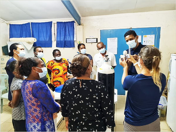Frontline staff at Kilu’ufi hospital in a practical training session.