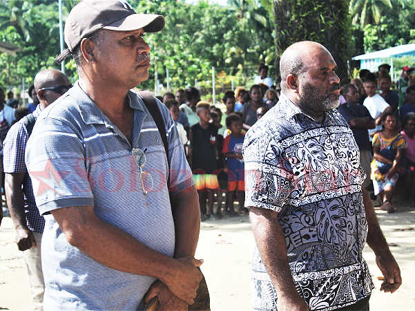 Premier Suidani and his Deputy Glen Waneta arriving at Malu’u for the information sharing session. Photo: Wilson Saeni.