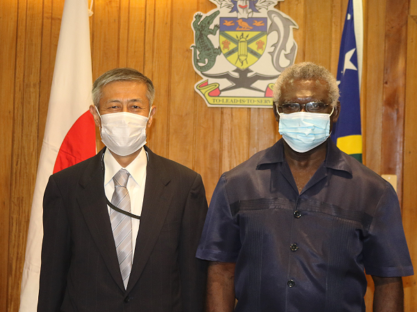 Prime Minister Hon. Manasseh Sogavare and His Excellency MIWA Yoshiaki.