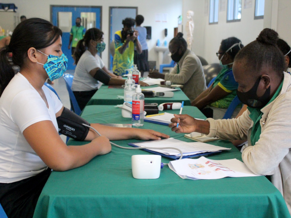 Rugby players going through tests at SINIS.