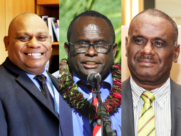 The three ministers Stanley Sofu (L), Fredrick Kologeto (C) and Jeremiah Manele (R) have started their campaigns.