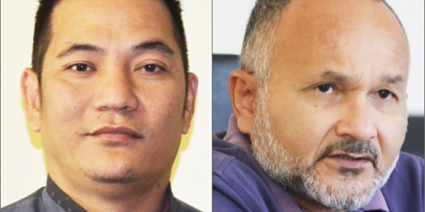 Caucus Chair Namson Tran (L) and Opposition leader Matthew Wale (R).