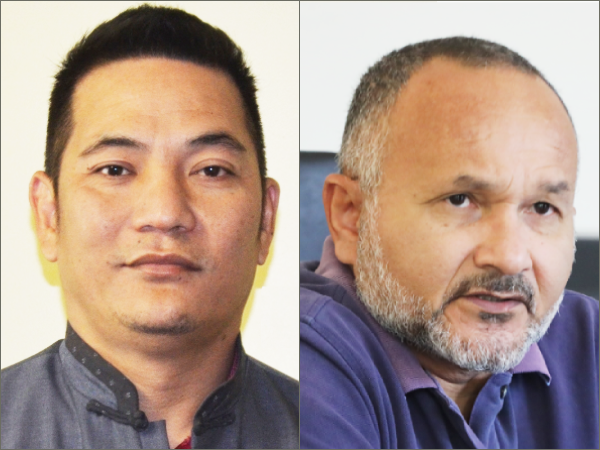 Caucus Chair Namson Tran (L) and Opposition leader Matthew Wale (R).