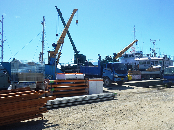 Two cargo boats in Gizo on Wednesday.