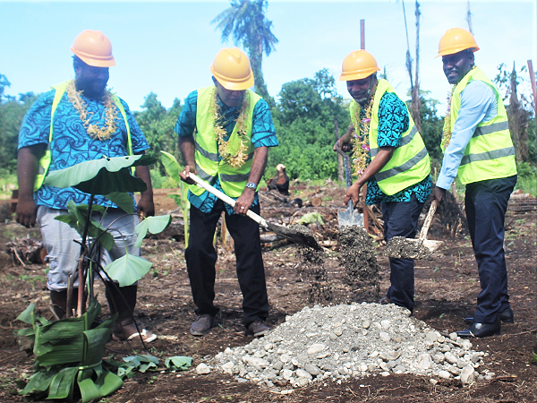 The groundbreaking ceremony. (L2R) Contractor Philip Foanaota, MAL rep Michael Ho’ota, Premier Daniel Suidani and a MFAET rep. Photo supplied.