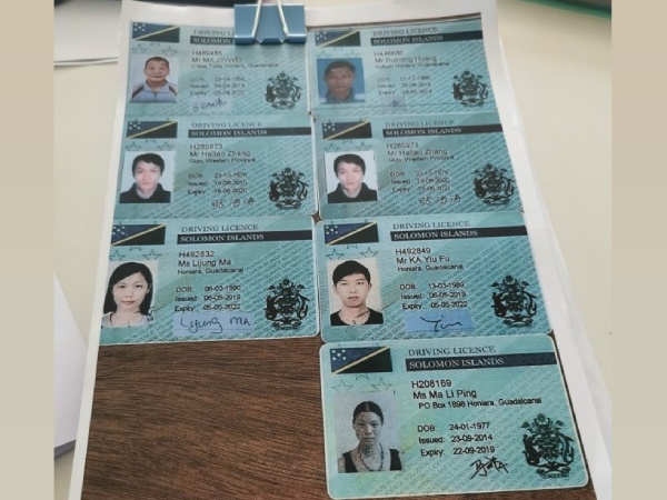 Driver’s licences of the six Chinese nationals including Ma ling Ping.