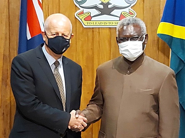 New Zealand’s new High Commissioner to Solomon Islands, His Excellency Jonathan Schwass meets PM Manasseh Sogavare. Photo supplied.