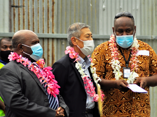 SINU Vice Chancellor Dr Jack Maebuta, H.E Miva Yoshiaki and one of SINU staff members during SINU’s site visit.