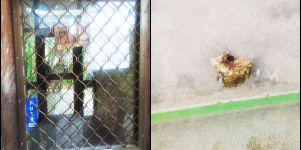 The BSP-Auki front door glass was smashed, tampered with.