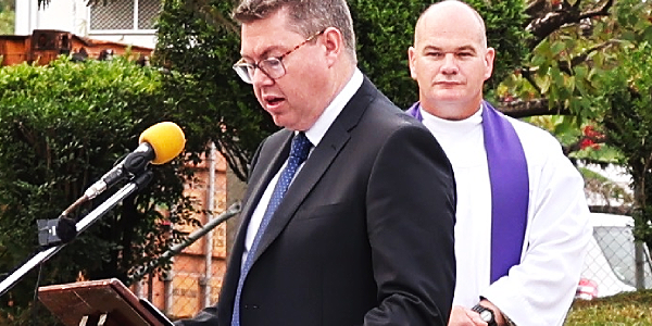 Australia’s visiting Minister for Defence Industry, Minister for International Development and the Pacific, Hon Pat Conroy delivering his remarks.