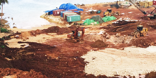 Lavangu bay, where bauxite minerals are loaded onto boats in Rennell, Renbel Province. Photo credit, Charlie Piringi.