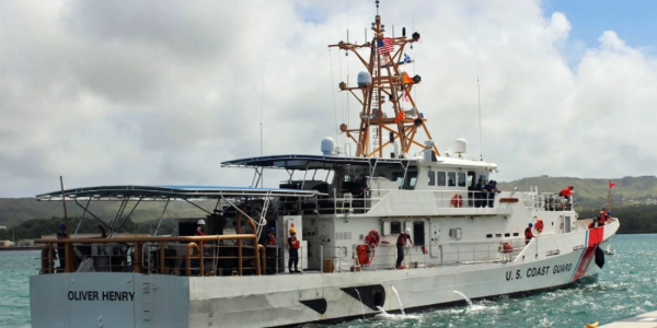 The US Coast Guard Cutter Oliver Henry visiting Port Moresby, PNG. Photo, seawaves.com.