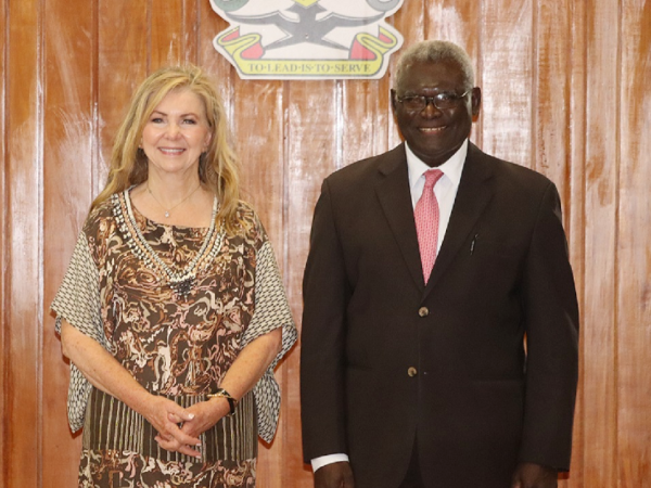 Senator Marsha Blackburn and Prime Minister Manasseh Sogavare after the courtesy visit. Photo supplied.