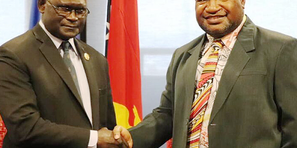 PM Sogavare meets his PNG counterpart James Marape. File photo: papuaniugini.org.