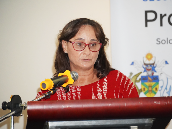 World Bank Resident Representative Ms Annette Leith speaking at the launch. Photo Lachlan Eddie.